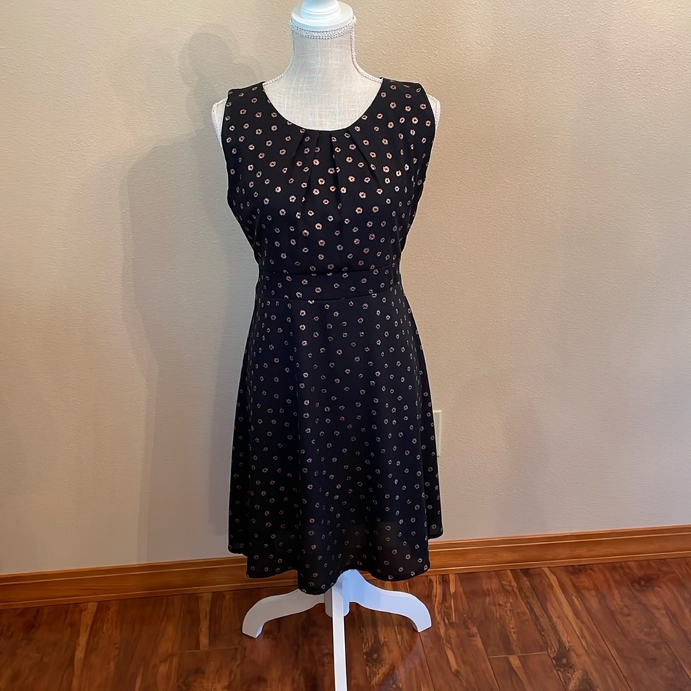 Women’s Blue Sand Black and Copper Sleeveless Dress size large EUC